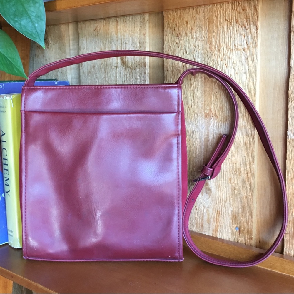 Nine West Maroon Burgundy Crossbody Purse Square